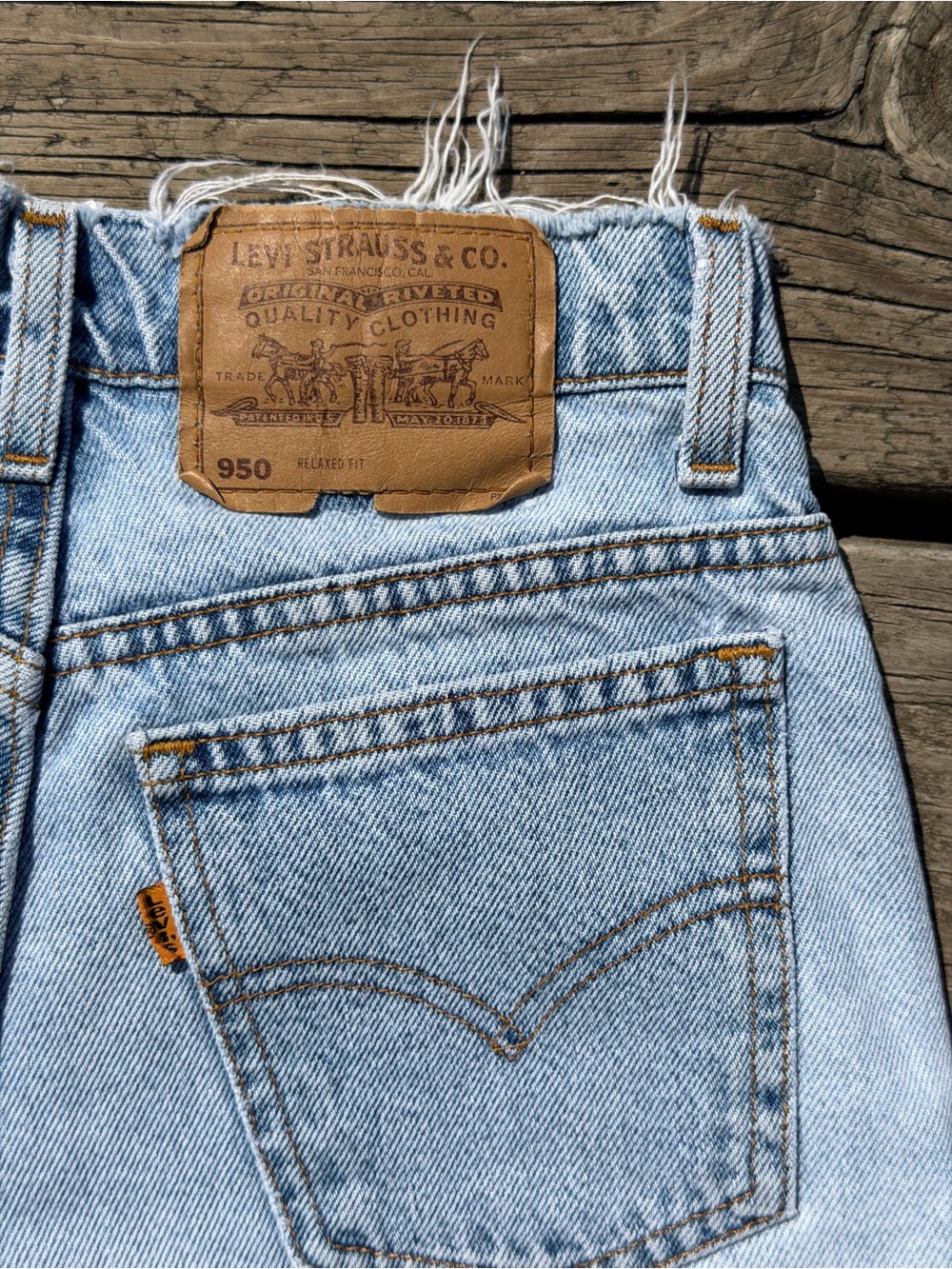 Levi's 950 Light Wash High-Rise Jean Shorts with Back Patch